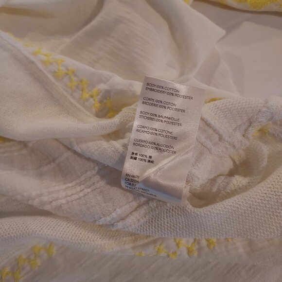 Free People Persuasion Embroidered Peasant White & Yellow Top Size Small - Picture 7 of 9